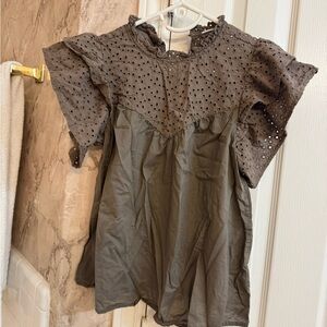 a new day Taupe Eyelet Short Sleeve Dress